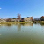 赤穂城の花見広場と遊水池